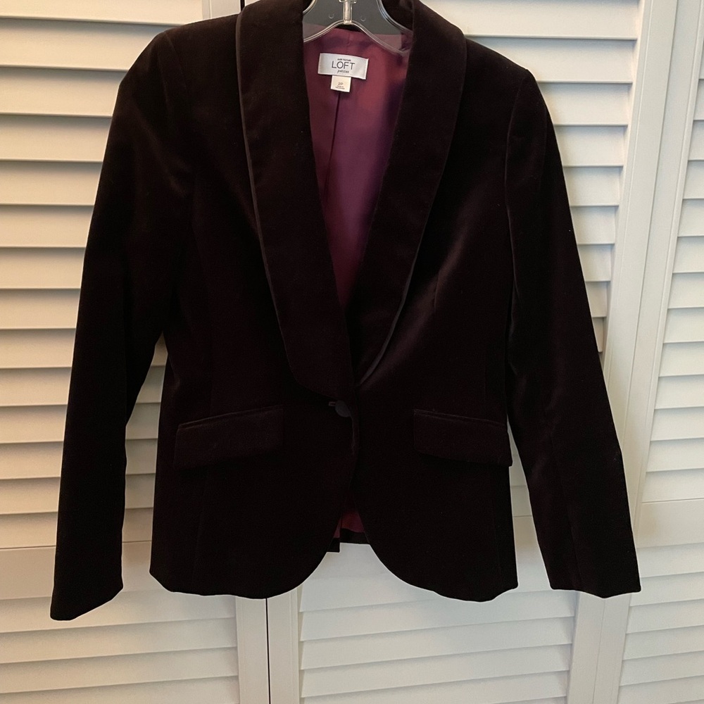 LOFT Brown Velvet Shawl Collar Blazer